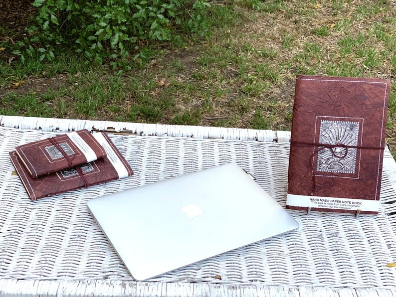 Leather Journal Recycled Paper Journal, For Notes, Book Notebook, Sketch book, Diary, Handmade Book,100% Recycled Rag,Tree Free Paper