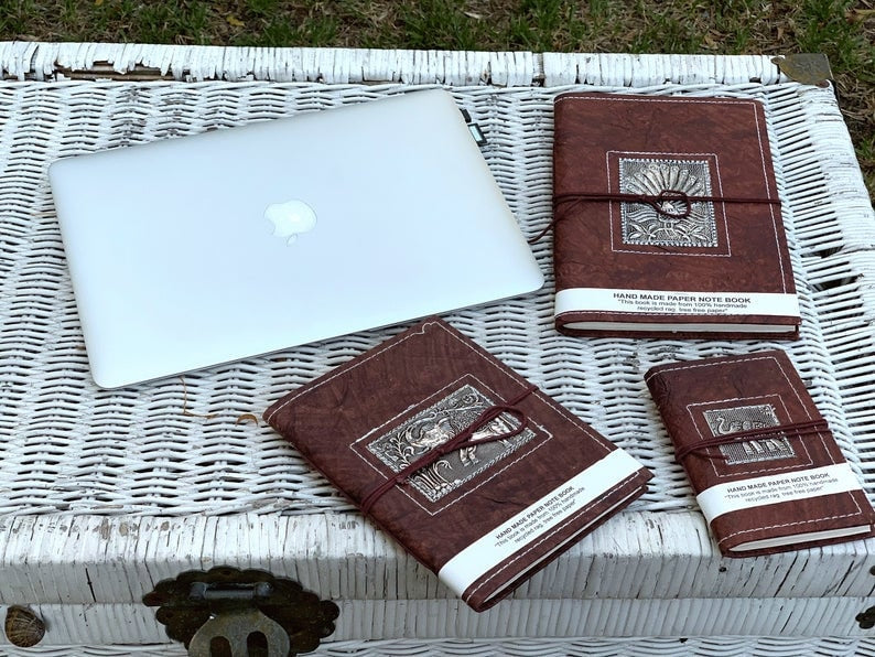 Leather Journal Recycled Paper Journal, For Notes, Book Notebook, Sketch book, Diary, Handmade Book,100% Recycled Rag,Tree Free Paper