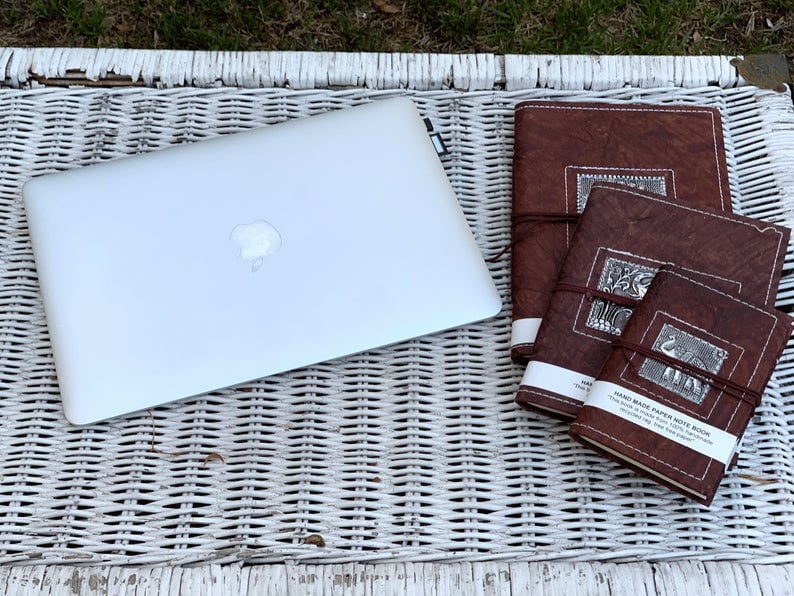 Leather Journal Recycled Paper Journal, For Notes, Book Notebook, Sketch book, Diary, Handmade Book,100% Recycled Rag,Tree Free Paper