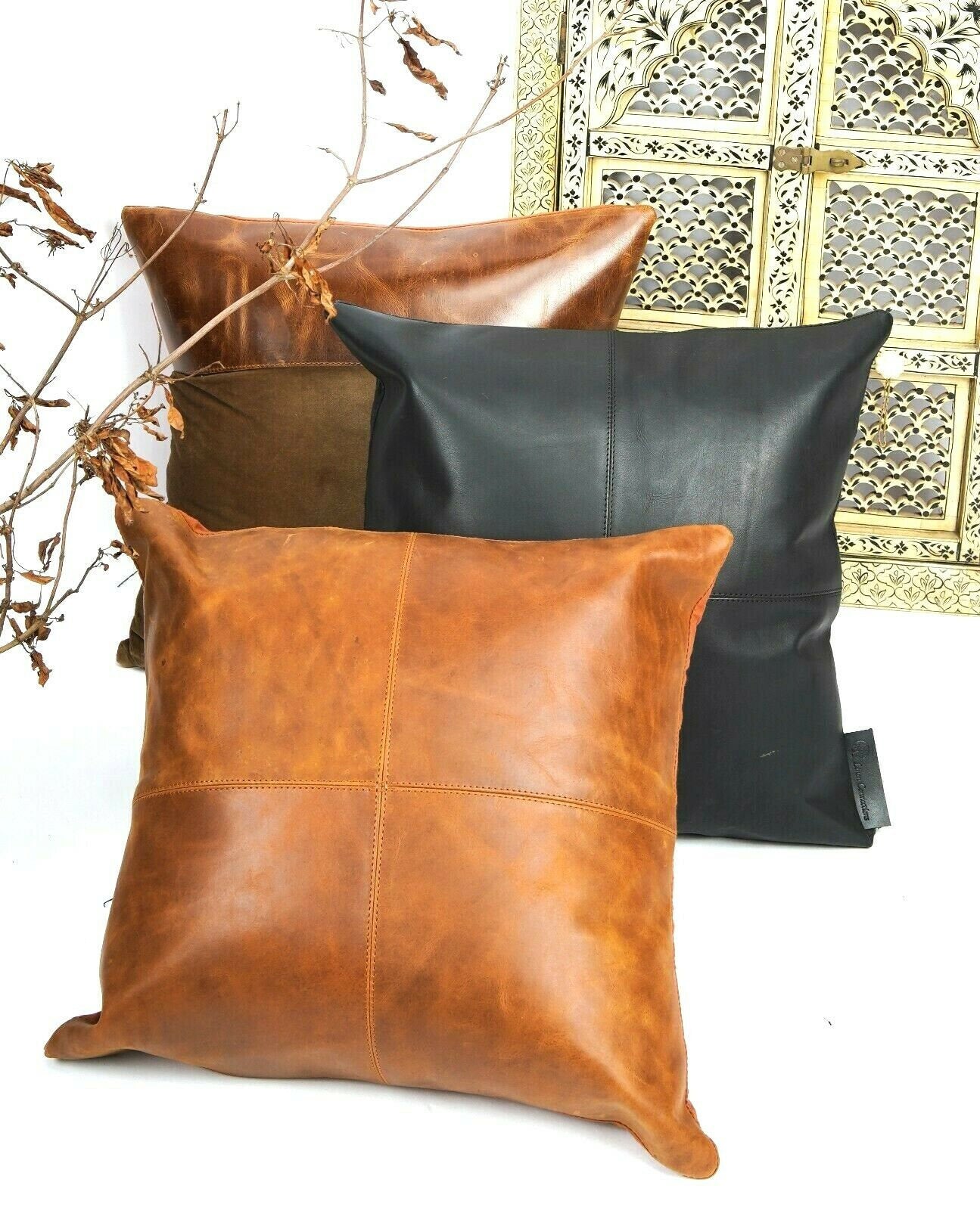 Melbourne Leather Co Genuine Leather Cushion Cover Pillow Cover Leather Pillow Leather Cushion Vintage Leather Tan Pillow Cover