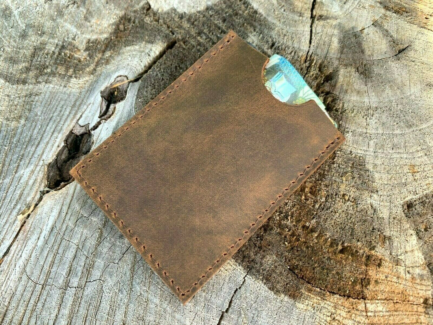 Rustic Genuine Leather Slim Leather Card Holder / Leather Credit Card Wallet / Leather Card Holder Wallet / Leather Card Sleeve