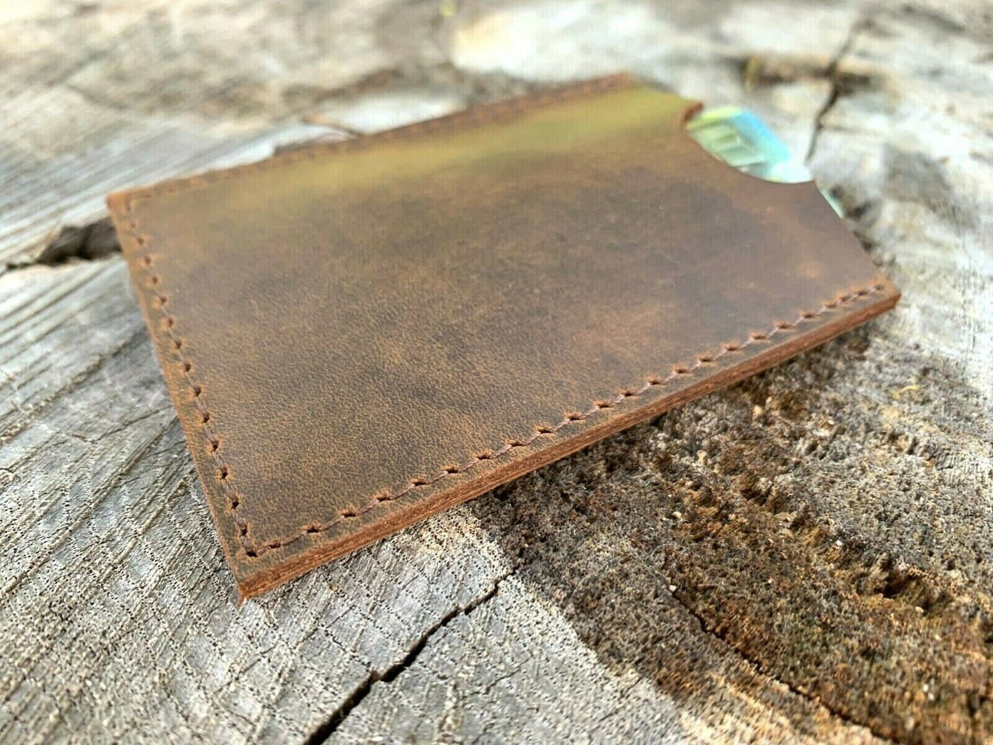 Rustic Genuine Leather Slim Leather Card Holder / Leather Credit Card Wallet / Leather Card Holder Wallet / Leather Card Sleeve