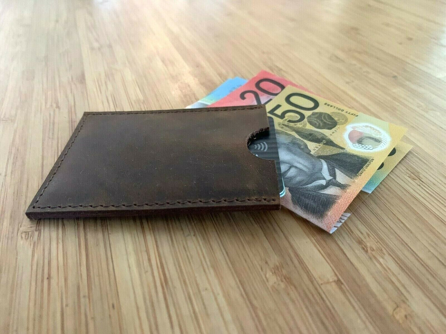 Rustic Genuine Leather Slim Leather Card Holder / Leather Credit Card Wallet / Leather Card Holder Wallet / Leather Card Sleeve