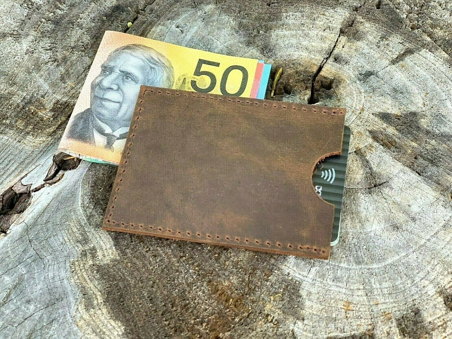 Rustic Genuine Leather Slim Leather Card Holder / Leather Credit Card Wallet / Leather Card Holder Wallet / Leather Card Sleeve