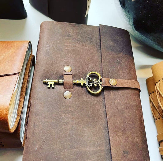 Set of 2 * Vintage Leather Journal Recycled Paper Journal, For Notes, Notebook, Sketch book, Diary, Handmade Book,100% Recycled Rag